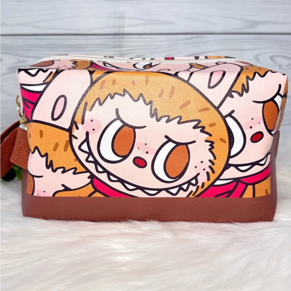Brown Labubu Large Cosmetic Bag
